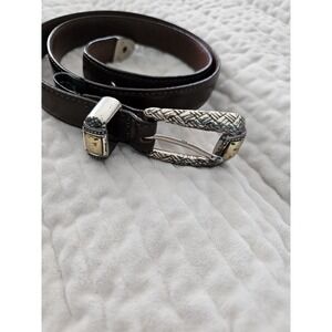 Onyx by Brighton Black Crocodile Embossed Leather Belt 30 Silver Buckle Classic